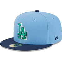 Men's New Era Light Blue/Navy Los Angeles Dodgers Green Undervisor 59FIFTY Fitted Hat