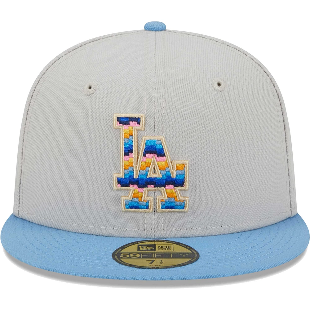 Men's New Era Natural Los Angeles Dodgers Beach Front 59FIFTY Fitted Hat