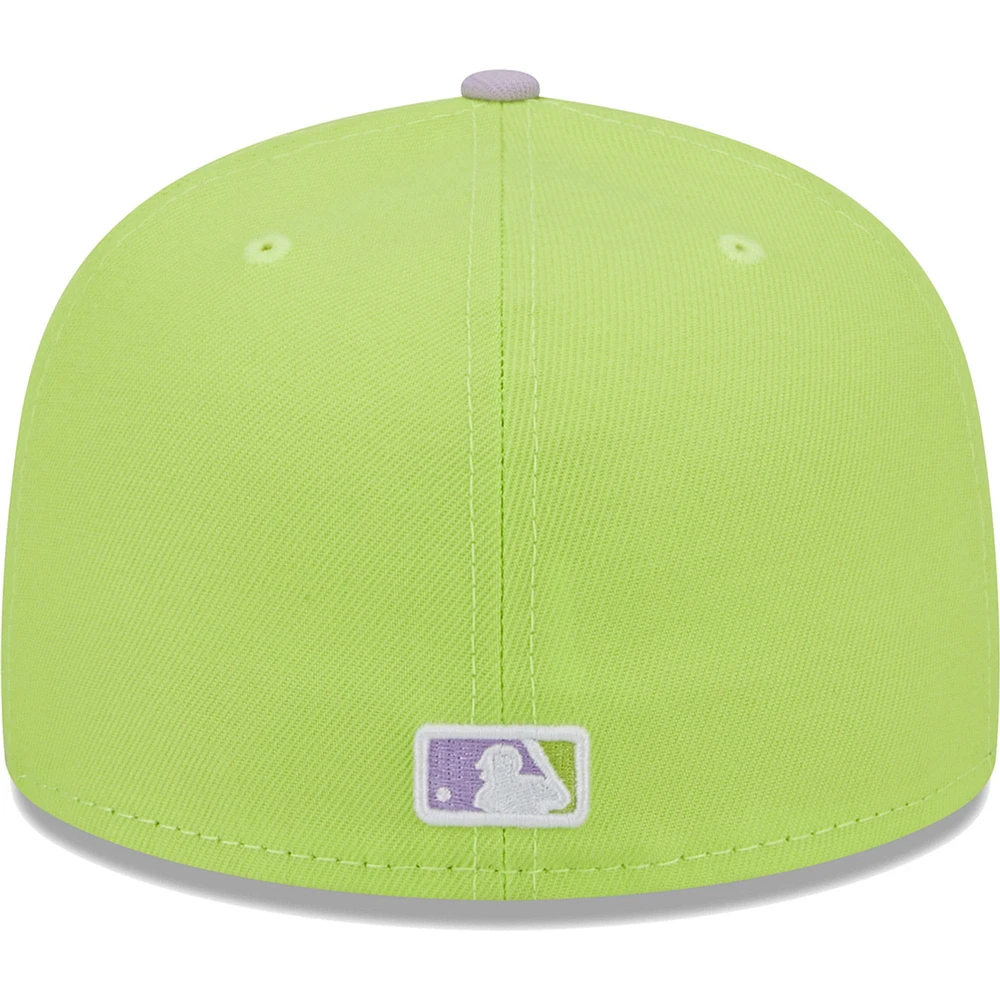 Men's New Era Neon Green/Lavender Los Angeles Dodgers Spring Color Two-Tone 59FIFTY Fitted Hat