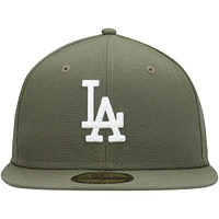 Men's New Era Olive Los Angeles Dodgers White Logo 59FIFTY Fitted Hat