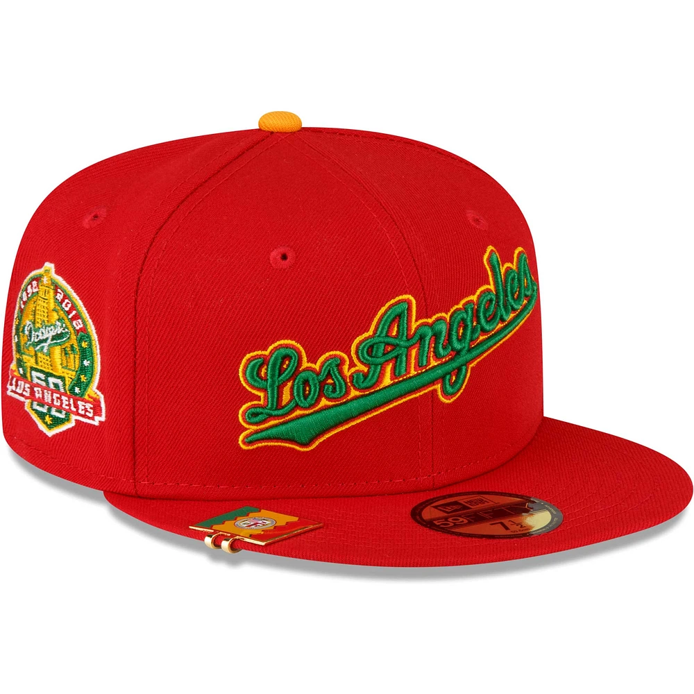 Men's New Era Red Los Angeles Dodgers City Flag 59FIFTY Fitted Hat