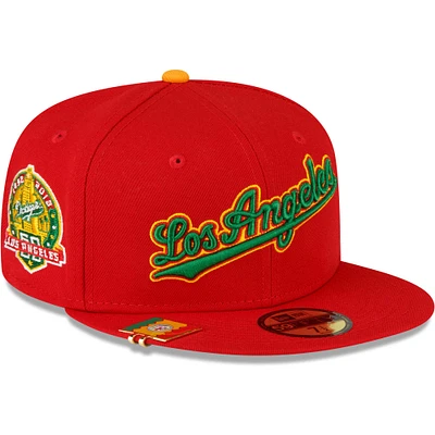 Casquette ajustée 59FIFTY rouge Los Angeles Dodgers City Flag pour hommes New Era