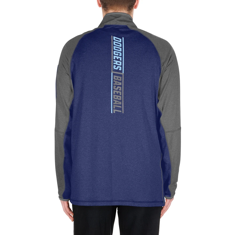 Men's New Era Royal Los Angeles Dodgers Father's Day Raglan Quarter-Zip Top