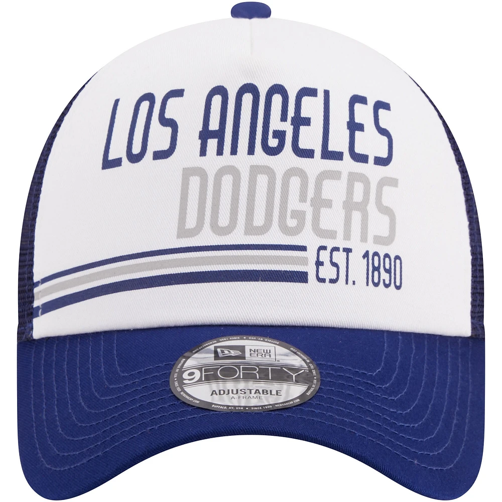 Men's New Era Royal Los Angeles Dodgers Stacked 9FORTY Trucker Adjustable Hat