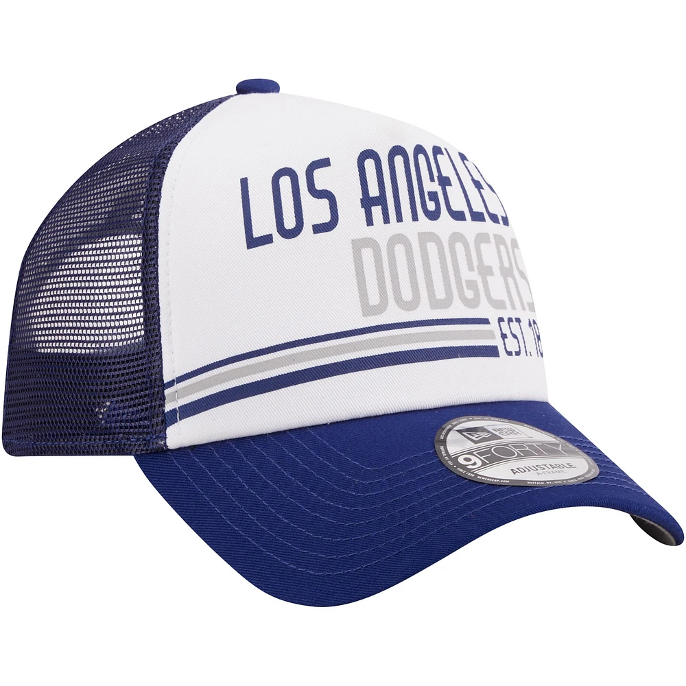 Men's New Era Royal Los Angeles Dodgers Stacked 9FORTY Trucker Adjustable Hat