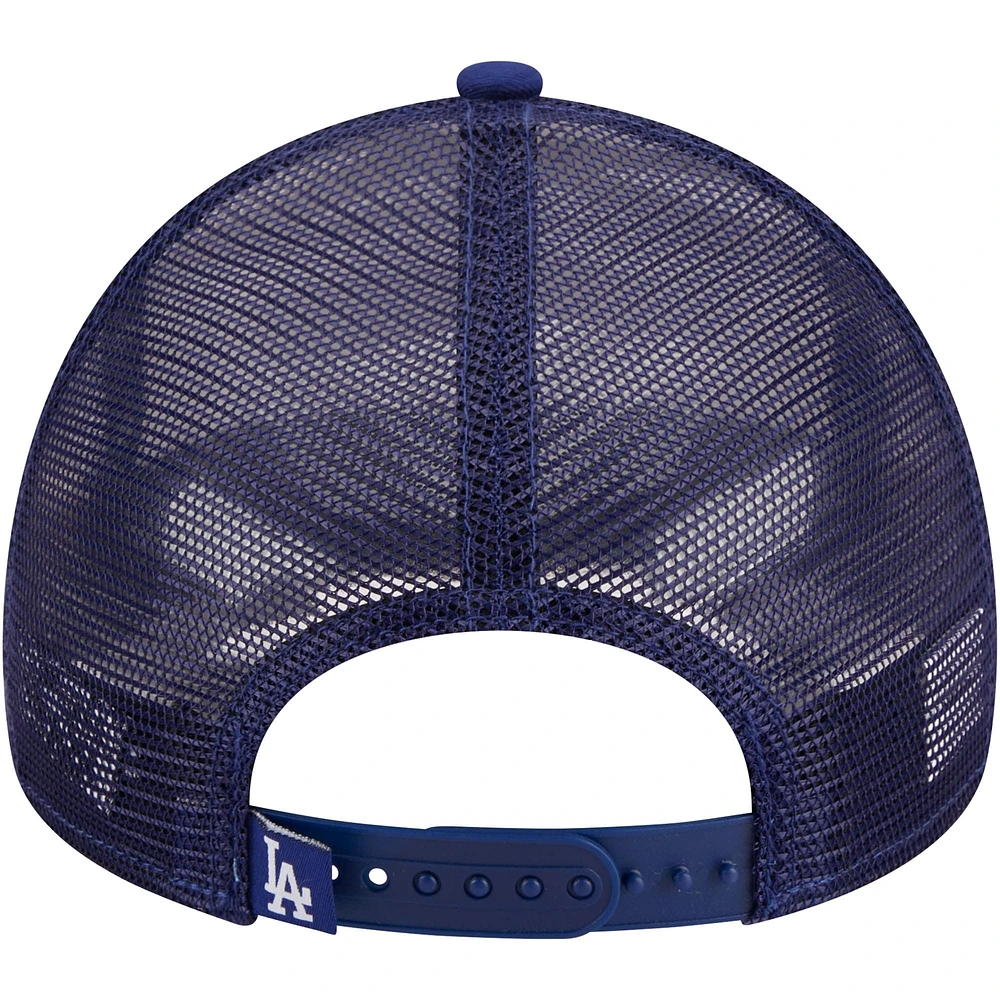 Men's New Era Royal Los Angeles Dodgers Stacked 9FORTY Trucker Adjustable Hat
