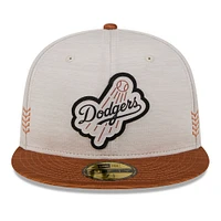 Men's New Era Stone/Brown Los Angeles Dodgers 2024 Clubhouse 59FIFTY Fitted Hat