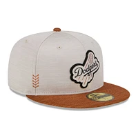 Men's New Era Stone/Brown Los Angeles Dodgers 2024 Clubhouse 59FIFTY Fitted Hat