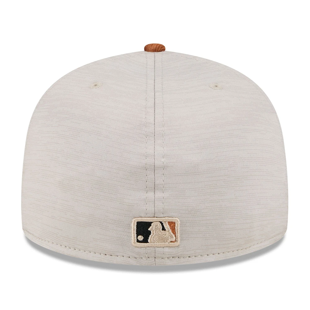 Men's New Era Stone/Brown Los Angeles Dodgers 2024 Clubhouse 59FIFTY Fitted Hat