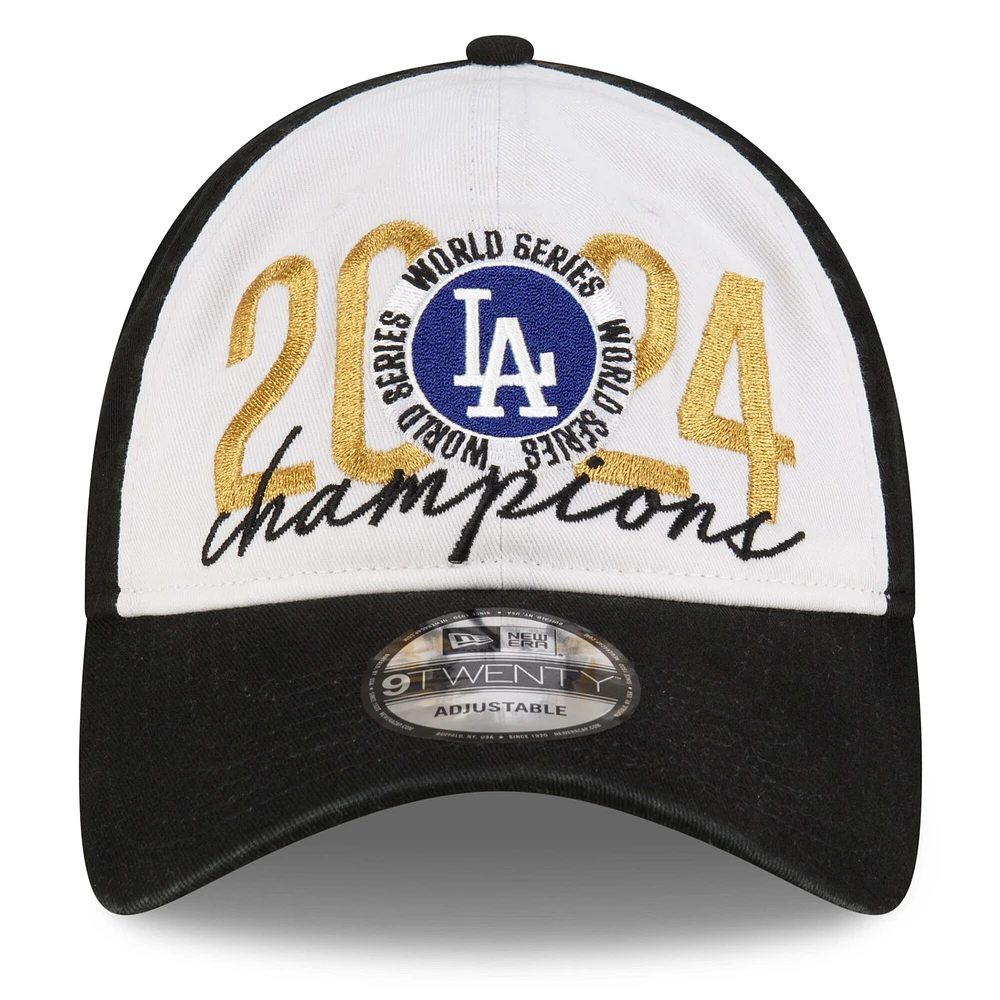 Men's New Era White/Black Los Angeles Dodgers 2024 World Series Champions Locker Room 9TWENTY Adjustable Hat
