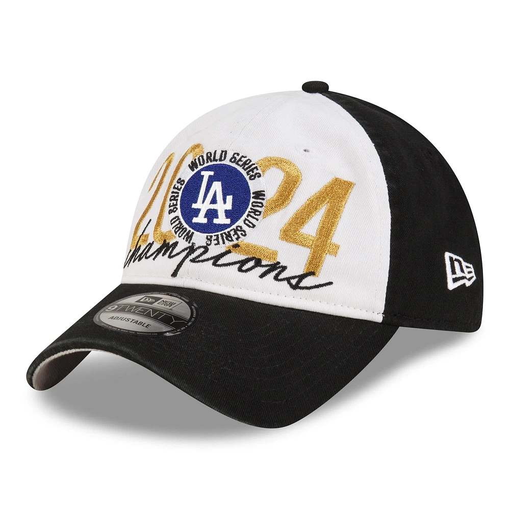 Men's New Era White/Black Los Angeles Dodgers 2024 World Series Champions Locker Room 9TWENTY Adjustable Hat