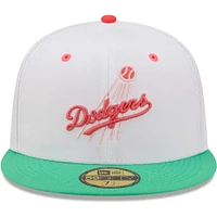Men's New Era White/Green Los Angeles Dodgers 50th Anniversary Watermelon Lolli 59FIFTY Fitted Hat