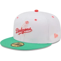 Men's New Era White/Green Los Angeles Dodgers 50th Anniversary Watermelon Lolli 59FIFTY Fitted Hat