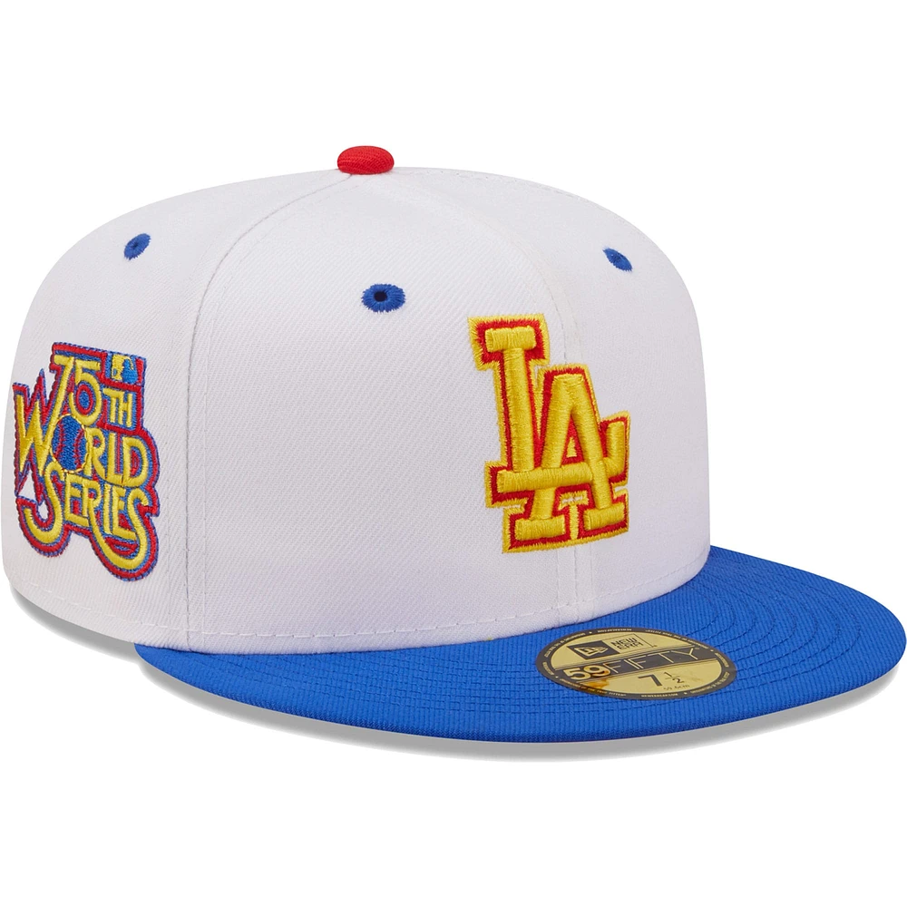 Casquette ajustée 75th World Series Cherry Lolli 59FIFTY des Los Angeles Dodgers New Era pour homme, blanc/royal