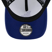 Men's New Era White/Royal Los Angeles Dodgers Checkered Flag A-Frame Trucker 9FORTY Adjustable Hat