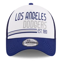 Men's New Era White/Royal Los Angeles Dodgers Stacked A-Frame Trucker 9FORTY Adjustable Hat