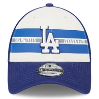 Men's New Era White/Royal Los Angeles Dodgers Team Stripe Trucker 9FORTY Snapback Hat