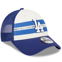 Men's New Era White/Royal Los Angeles Dodgers Team Stripe Trucker 9FORTY Snapback Hat