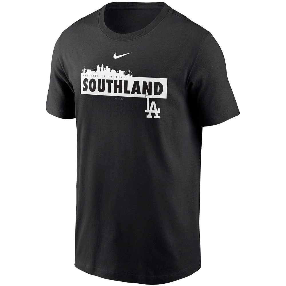 T-shirt Nike noir Los Angeles Dodgers Local Nickname Skyline pour homme