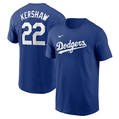 T-shirt avec nom et numéro Nike Clayton Kershaw Royal Los Angeles Dodgers Fuse pour homme