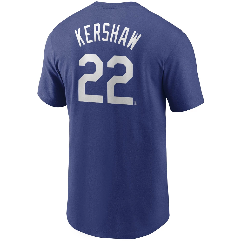 T-shirt Nike Clayton Kershaw Royal Los Angeles Dodgers avec nom et numéro pour homme