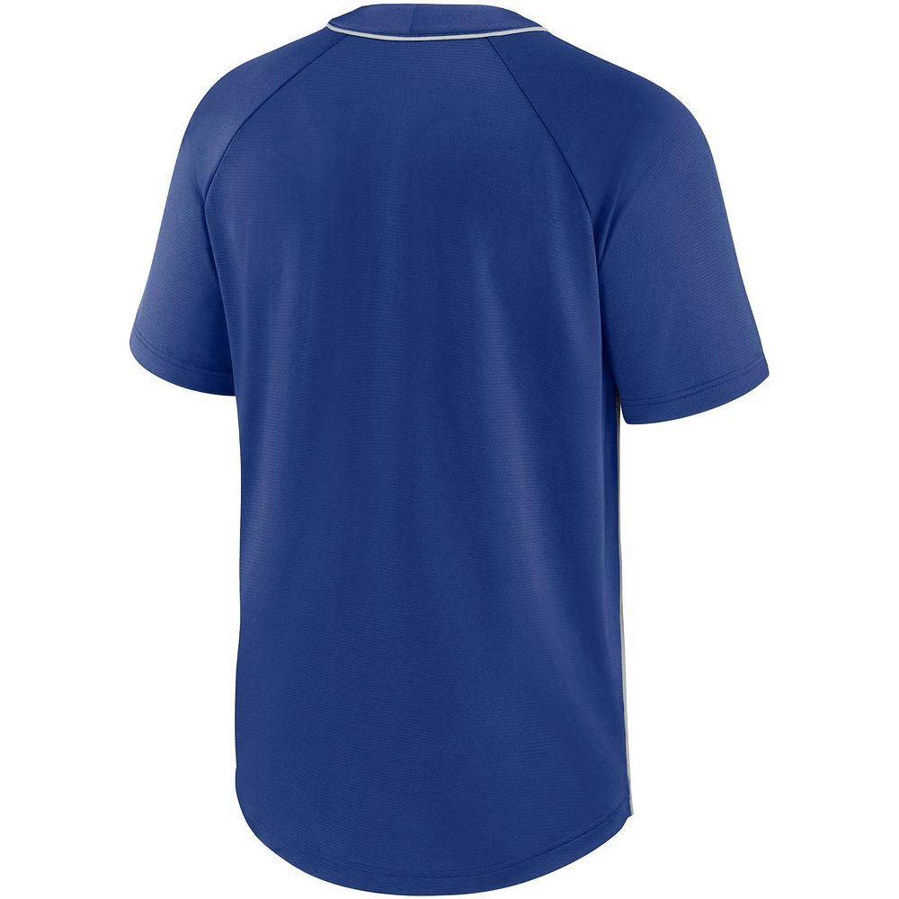 Men's Nike Gray/Royal Los Angeles Dodgers Performance Raglan - Henley T-Shirt