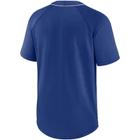 Men's Nike Gray/Royal Los Angeles Dodgers Performance Raglan - Henley T-Shirt