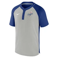 Men's Nike Royal/Silver Los Angeles Dodgers City Plate Performance Henley Raglan T-Shirt