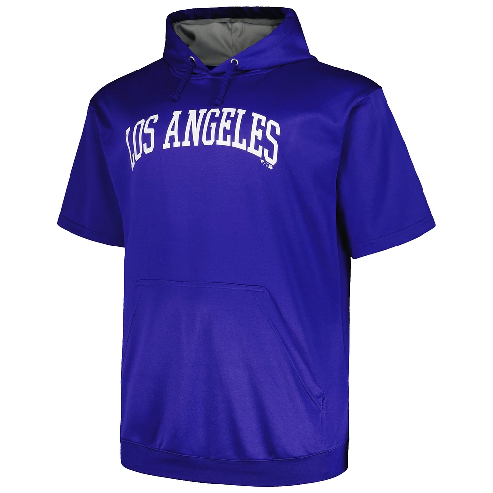 Men's Profile Royal Los Angeles Dodgers Big & Tall Contrast Short Sleeve Pullover Hoodie