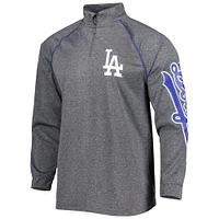 Men's Stitches Heather Gray Los Angeles Dodgers Wordmark Raglan Quarter-Zip Top