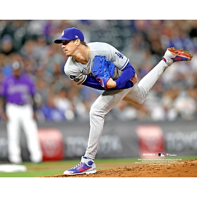 Walker Buehler Los Angeles Dodgers Unsigned Pitching vs. Rockies Photograph