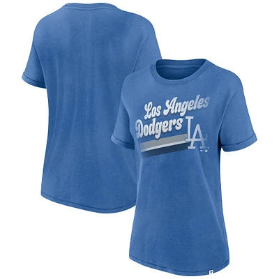Women's Fanatics  Heather Royal Los Angeles Dodgers Heritage Snow Washed T-Shirt
