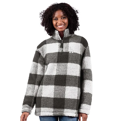 Veste sherpa à carreaux 24/7 quart de zip G-III 4Her par Carl Banks pour femme, grise, des Dodgers Los Angeles