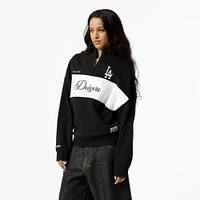 Women's Mitchell & Ness Black Los Angeles Dodgers Cooperstown Collection Quarter-Zip Pullover Top