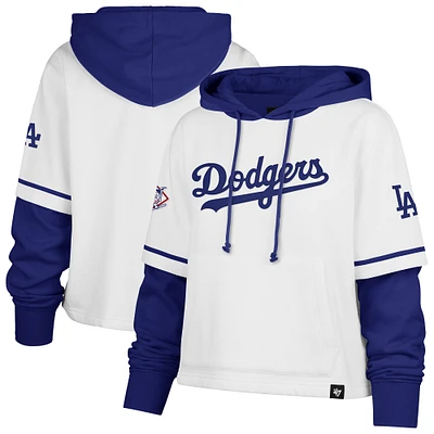 Sweat à capuche court blanc Los Angeles Dodgers Trifecta Shortstop '47 pour femme