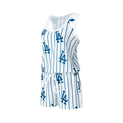 Concepts Sport - Combi-short en tricot à fines rayures pour femmes des Dodgers de Los Angeles Blanc