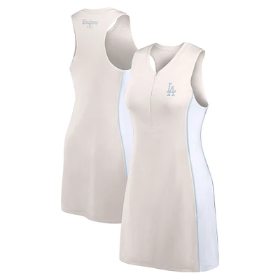 Robe athlétique à demi-zip Fanatics pour femmes, crème, Los Angeles Dodgers Studio Boost