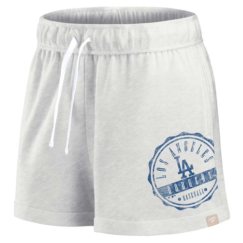 Women's Fanatics Oatmeal Los Angeles Dodgers Oversized Badge Lounge Shorts