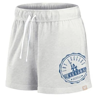 Women's Fanatics Oatmeal Los Angeles Dodgers Oversized Badge Lounge Shorts