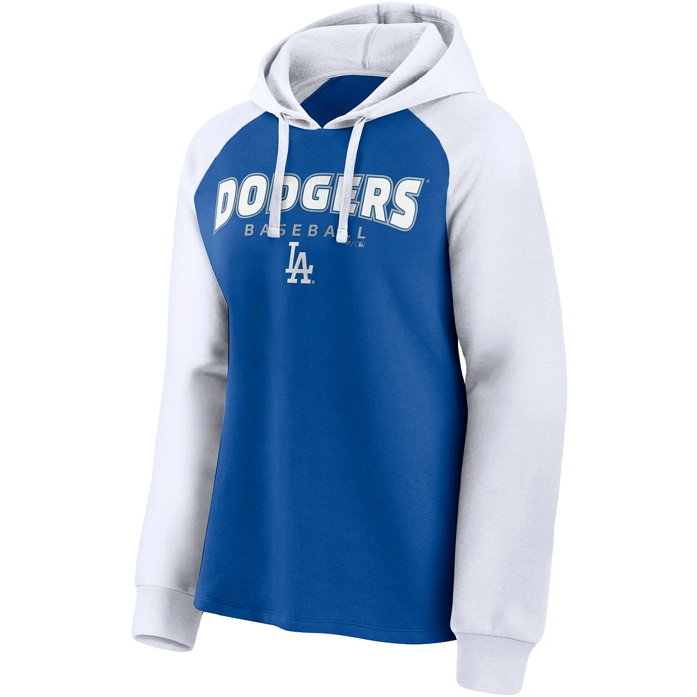 Chandail rechargé Fanatics Royal/White Los Angeles Dodgers pour femmes - Sweat à capuche