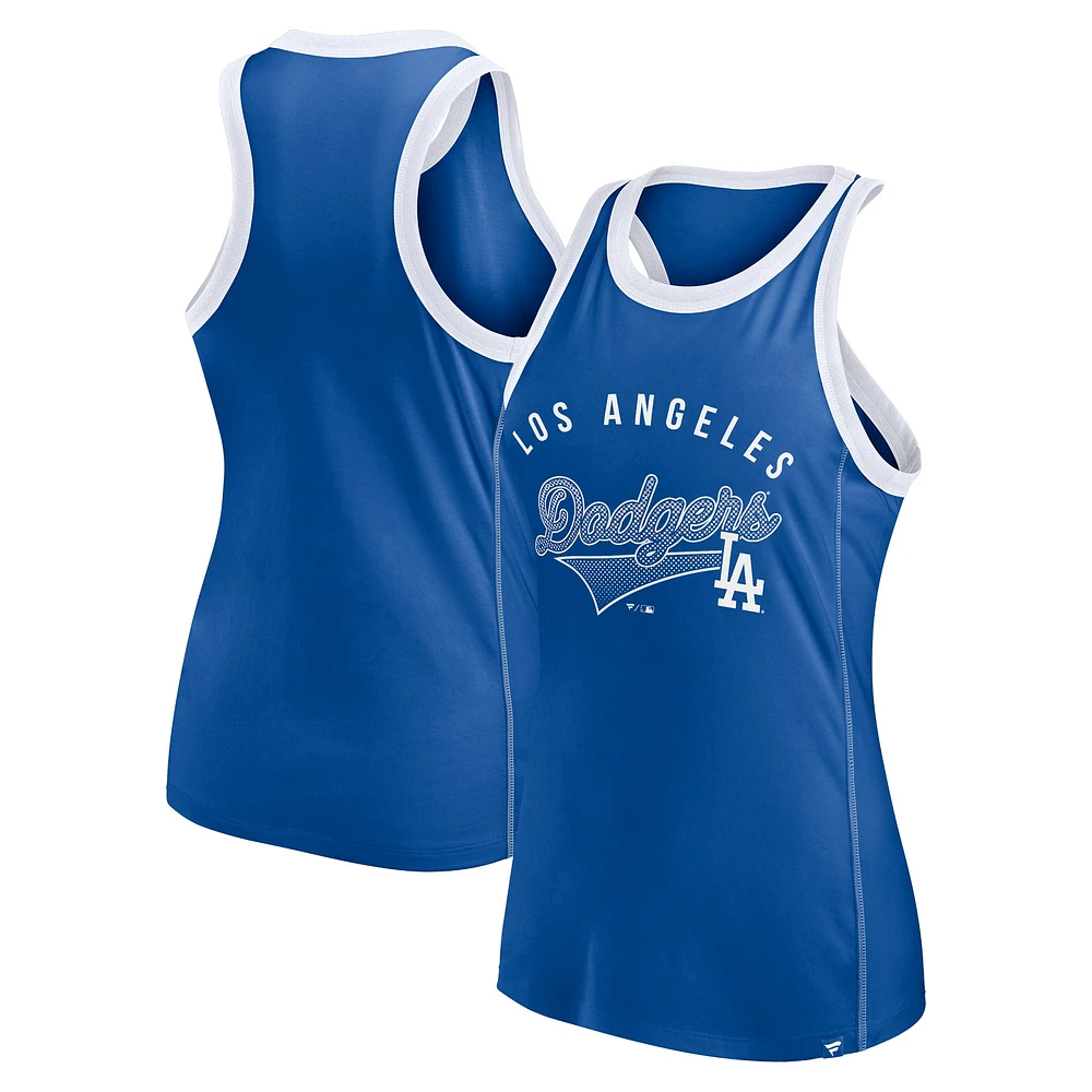 Women's Fanatics Royal Los Angeles Dodgers Tailsweep Fashion Racerback Rhinestone Tank Top