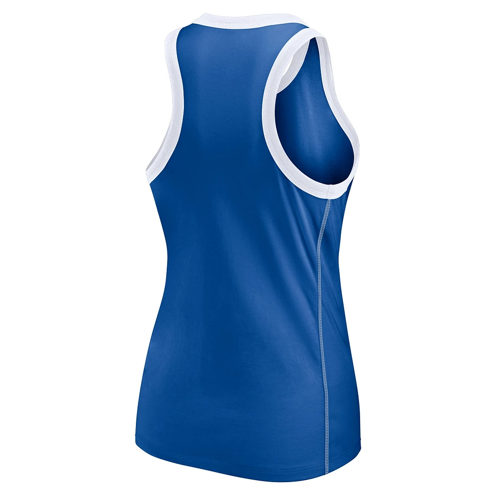 Women's Fanatics Royal Los Angeles Dodgers Tailsweep Fashion Racerback Rhinestone Tank Top