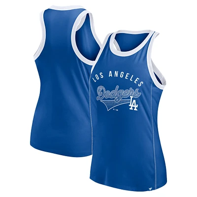 Women's Fanatics Royal Los Angeles Dodgers Tailsweep Fashion Racerback Rhinestone Tank Top