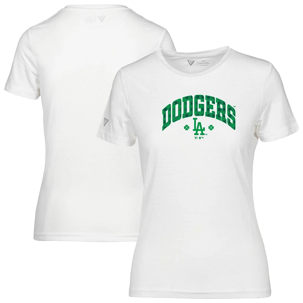 Women's Levelwear White Los Angeles Dodgers St. Patrick's Day Maddox Plaid T-Shirt