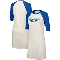 Robe t-shirt en trois mélanges à manches mi-longues Nettie Raglan Lusso White des Dodgers de Los Angeles pour femme
