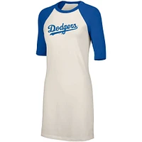 Robe t-shirt en trois mélanges à manches mi-longues Nettie Raglan Lusso White des Dodgers de Los Angeles pour femme