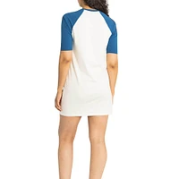 Robe t-shirt en trois mélanges à manches mi-longues Nettie Raglan Lusso White des Dodgers de Los Angeles pour femme