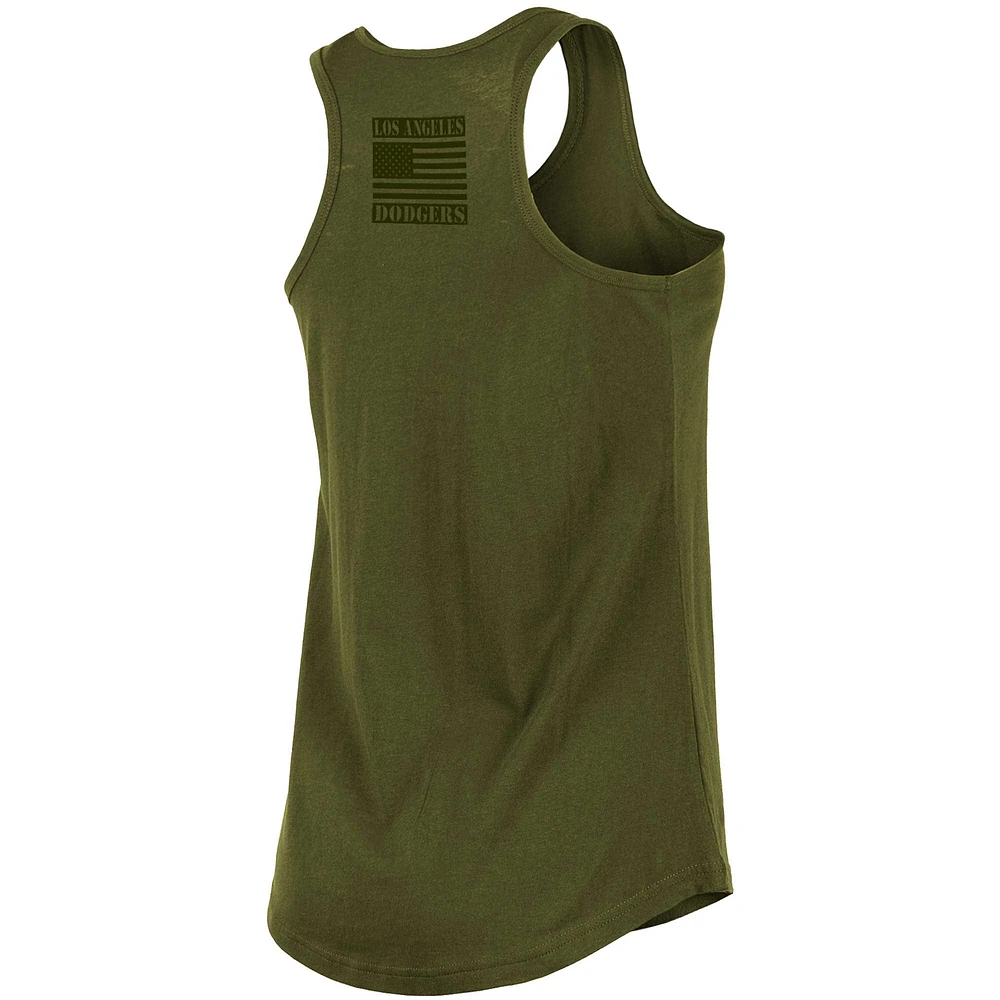 Women's New Era Olive 2023 Los Angeles Dodgers Armed Forces Day Racerback Tank Top