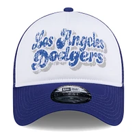 Women's New Era White/Royal Los Angeles Dodgers Throwback Team Foam Front A-Frame Trucker 9FORTY Adjustable Hat