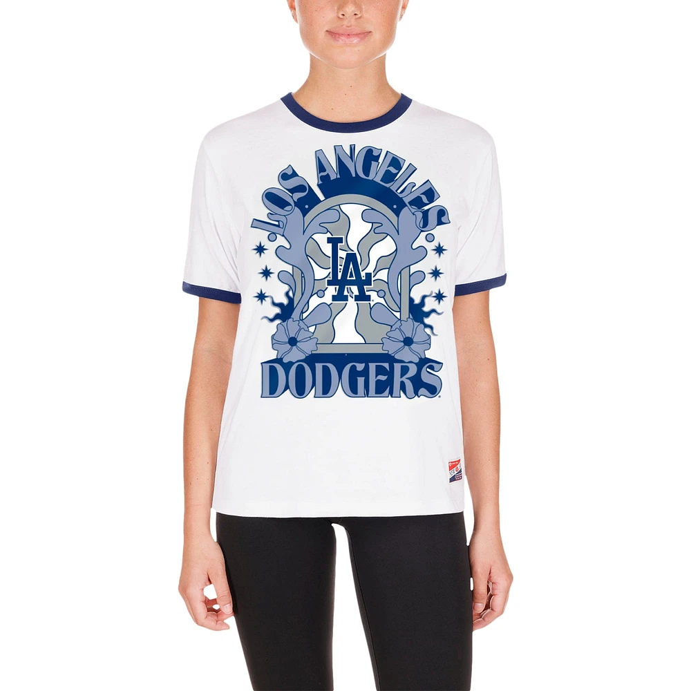 Women's New Era White Los Angeles Dodgers Oversized Ringer T-Shirt
